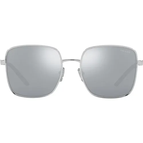 Metal Pillow Sunglasses with Mirrored Silver Lenses , unisex, Sizes: 57 MM - Prada - Modalova