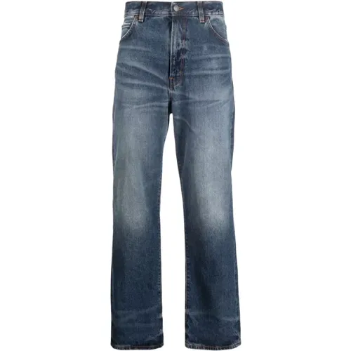 Blaue Stonewashed Straight-Leg Jeans - Haikure - Modalova