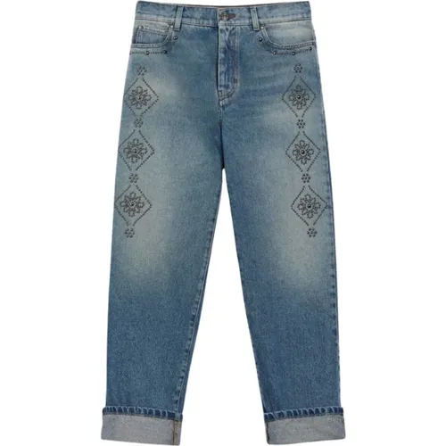 Stylish Embroidered Straight Leg Jeans , female, Sizes: XS, S, 2XS - Max Mara Weekend - Modalova