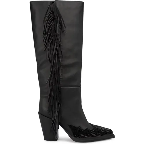 Side fringed heel boot , female, Sizes: 5 UK, 4 UK, 3 UK, 8 UK, 7 UK, 6 UK, 2 UK - Alma en Pena - Modalova