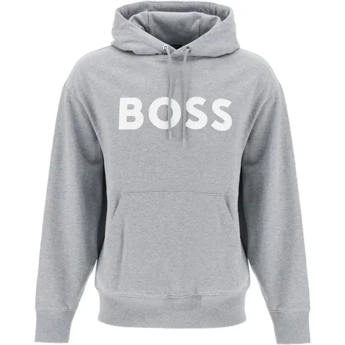 Klassischer Logo Hoodie mit Gummi-Print , Herren, Größe: S - Boss - Modalova