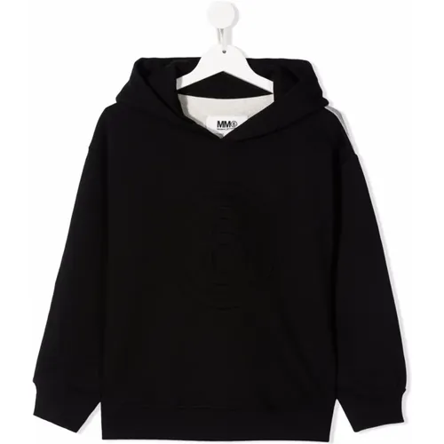Schwarzer zweifarbiger Pullover-Hoodie für Kinder - Maison Margiela - Modalova