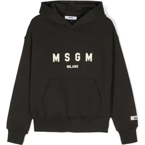 Grauer Logo-Print Kapuzenpullover - MSGM - Modalova