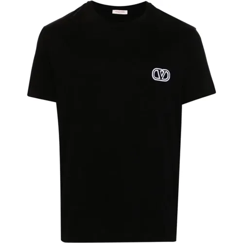 Schwarzes T-Shirt mit VLogo-Patch , Herren, Größe: S - Valentino - Modalova