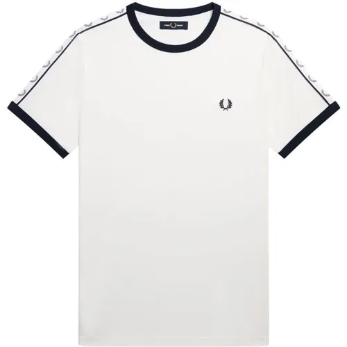 Taped Ringer M4620 - Weißes T-Shirt , Herren, Größe: 2XL - Fred Perry - Modalova