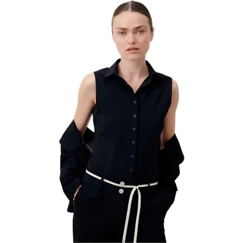 Schwarze ärmellose Technische Jersey-Bluse , Damen, Größe: L - Jane Lushka - Modalova