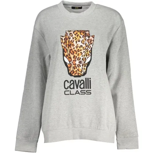 Printed Crewneck Sweatshirt in Soft Cotton Fleece , female, Sizes: M, L, 2XL, XL, S - Cavalli Class - Modalova