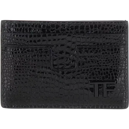 Schwarze Croco Kartenhalter Brieftasche - Tom Ford - Modalova