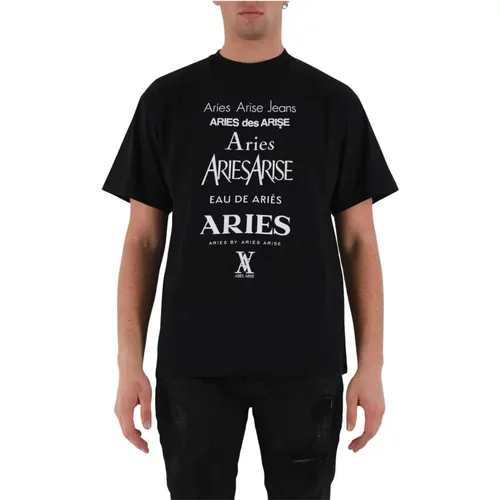 Cotton T-shirt with Front Print , male, Sizes: L, S, 2XL, M, XL - Aries - Modalova