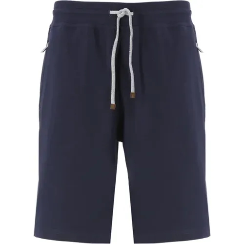 Cotton Bermuda Shorts with Elastic Waist , male, Sizes: M - BRUNELLO CUCINELLI - Modalova