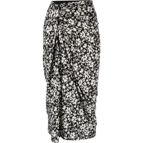 Jeldia Black/White Midi Skirt , female, Sizes: 2XS - Isabel Marant Étoile - Modalova