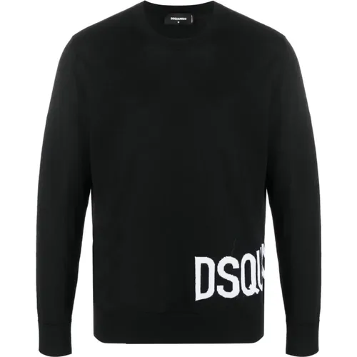 Logo-Intarsia Crew-Neck Sweater , male, Sizes: XL - Dsquared2 - Modalova