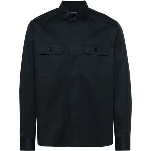 Cotton Overshirt with Button Closure , male, Sizes: L, XL - Ermenegildo Zegna - Modalova