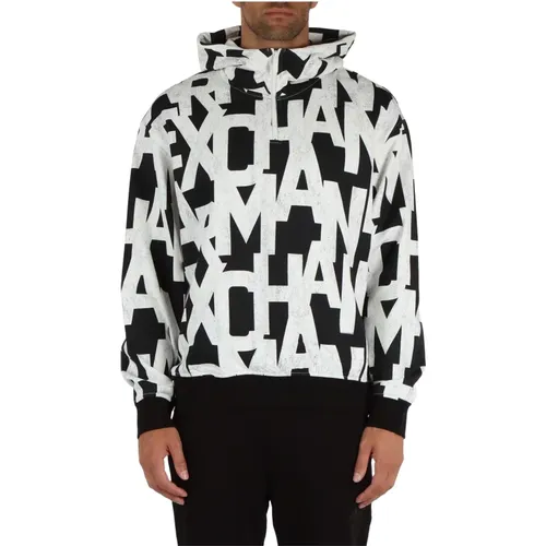 Hooded Cotton Sweatshirt with Logo Print , male, Sizes: M, L, S - Armani Exchange - Modalova