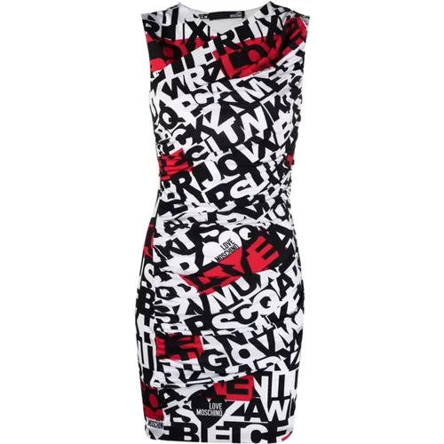 Round Neck Printed Dress , female, Sizes: S, XS, M - Love Moschino - Modalova
