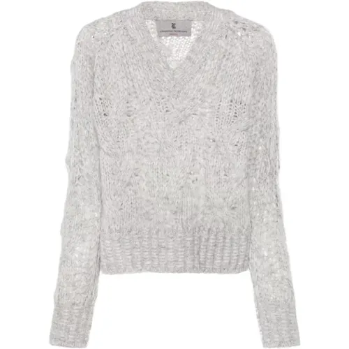 Chunky Cable Strick V-Ausschnitt Pullover - Ermanno Scervino - Modalova