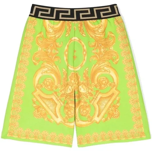 Barocco-print Shorts Lime/Gold - Versace - Modalova