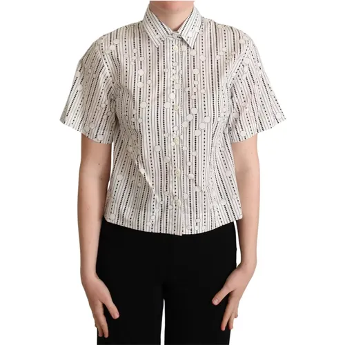 Geometrisches Geknöpftes Poloshirt , Damen, Größe: S - Dolce & Gabbana - Modalova