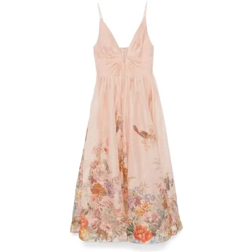 Nude Floral Strappy Dress Pavilion , female, Sizes: S, L - Zimmermann - Modalova