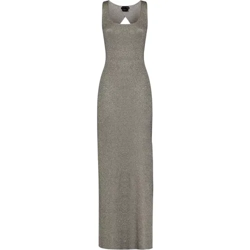 Silver Knit Open Back Dress , female, Sizes: S - Tom Ford - Modalova