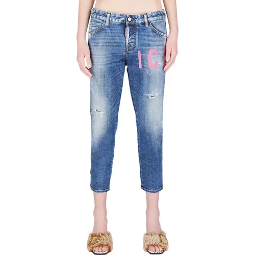 Icon Crop Jeans - Mittelwaschung , Damen, Größe: 2XS - Dsquared2 - Modalova