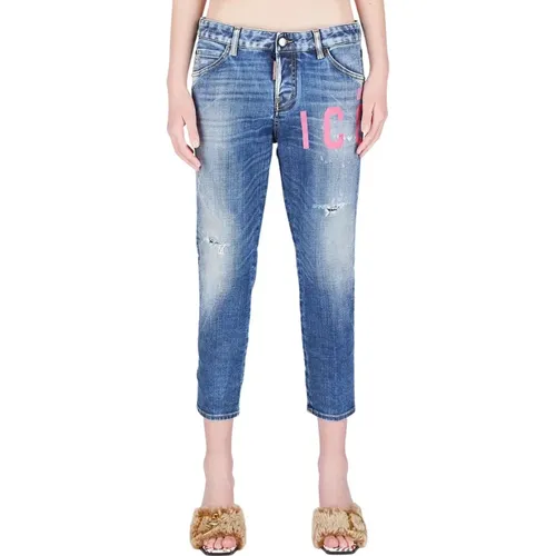 Icon Crop Jeans - Mittelwaschung , Damen, Größe: 3XS - Dsquared2 - Modalova