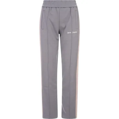 Grey Joggers with Striped Side Bands , female, Sizes: L - Palm Angels - Modalova