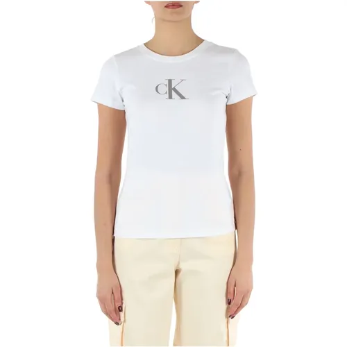 Baumwoll Logo Pailletten T-Shirt - Calvin Klein Jeans - Modalova