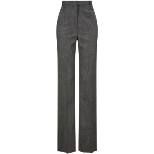 Grey Wool Flannel Straight-Cut Trousers , female, Sizes: S - Max Mara - Modalova