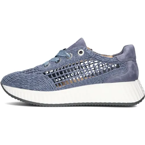 Blaue Sneakers mit Geflochtenem Textil und Wildleder , Damen, Größe: 37 EU - Softwaves - Modalova