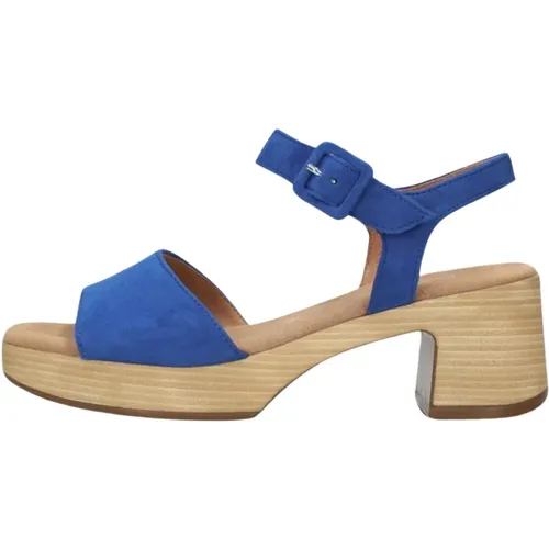 Blaue Wildledersandalen mit Blockabsatz , Damen, Größe: 38 EU - Gabor - Modalova