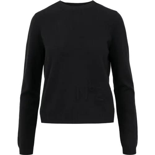 Schwarzer Pullover mit langen Ärmeln , Damen, Größe: 2XL - N21 - Modalova