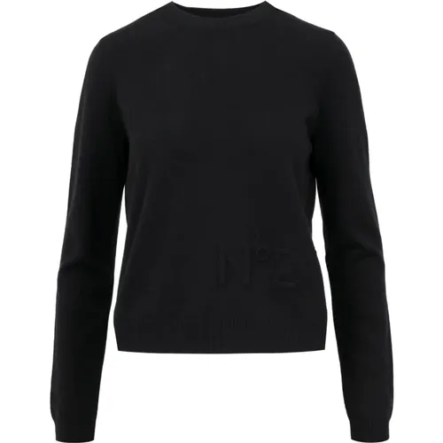 Schwarzer Pullover mit langen Ärmeln , Damen, Größe: XL - N21 - Modalova