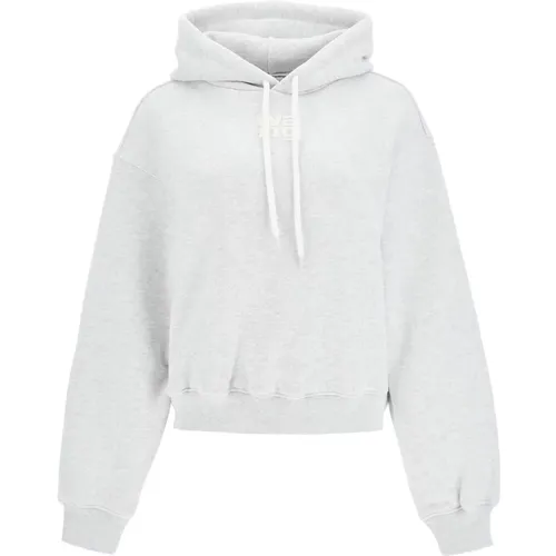 Geprägtes Logo Boxy Hoodie Sweatshirt , Damen, Größe: L - alexander wang - Modalova