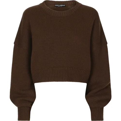 Cashmere Wool Crewneck Sweater , female, Sizes: L, M - Dolce & Gabbana - Modalova