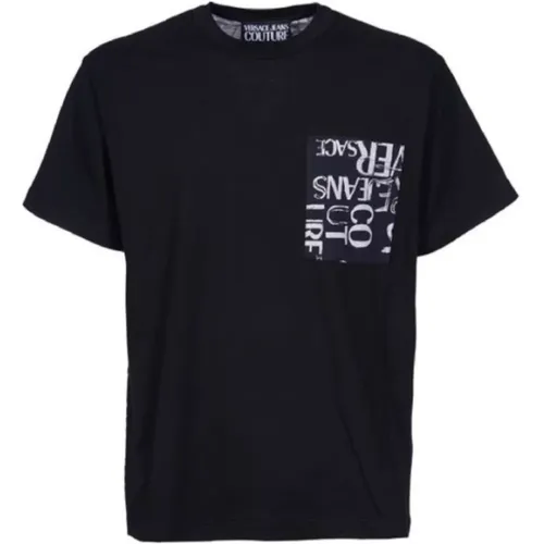 Herren Klisches Schwarzes Logo T-Shirt - XL , Herren, Größe: L - Versace Jeans Couture - Modalova