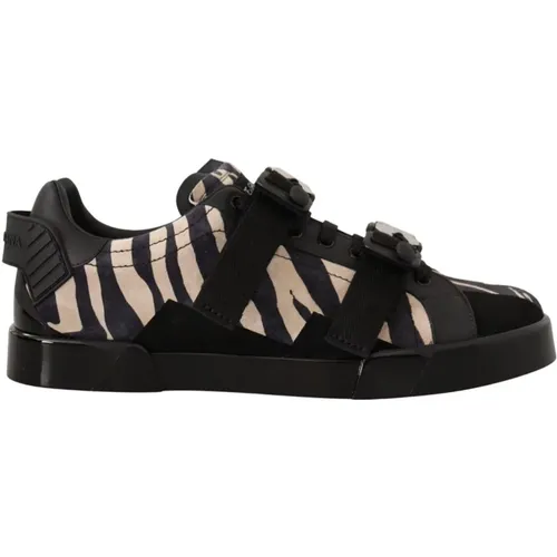 Zebra Low Top Casual Sneakers , male, Sizes: 10 UK - Dolce & Gabbana - Modalova