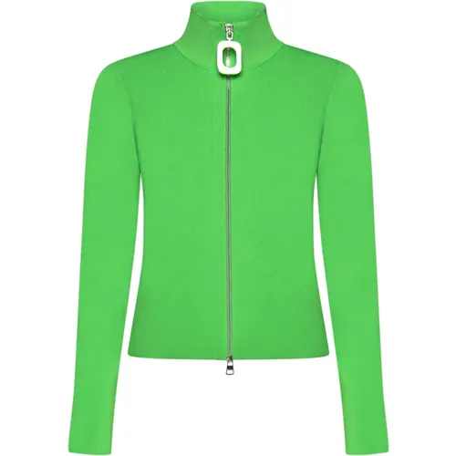 Neon Zip Cardigan Sweater , female, Sizes: S - JW Anderson - Modalova