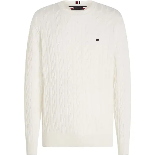 Klassischer Cable Crew Neck Sweater , Herren, Größe: L - Tommy Hilfiger - Modalova