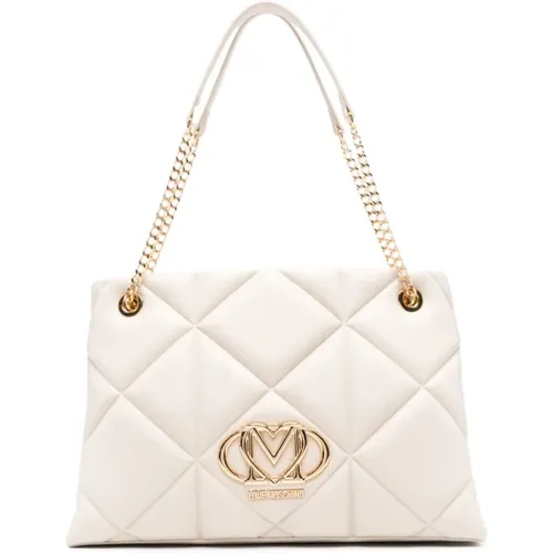 Ivory Top-Griff Tasche mit Reißverschluss - Love Moschino - Modalova