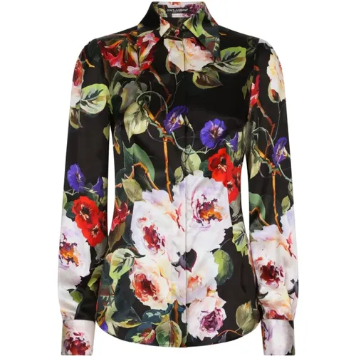 Blumenmuster Seidenmischung Hemd,MultiColour Roseto Hemd - Dolce & Gabbana - Modalova