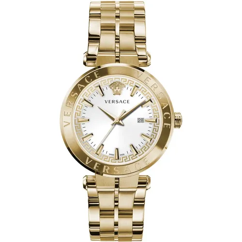 Aion Datumsfenster Edelstahl Armbanduhr , Herren, Größe: ONE Size - Versace - Modalova