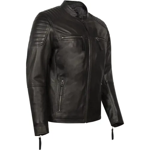S-W Stripes Leather Jacket , male, Sizes: M, S, L - Cycas D’or - Modalova