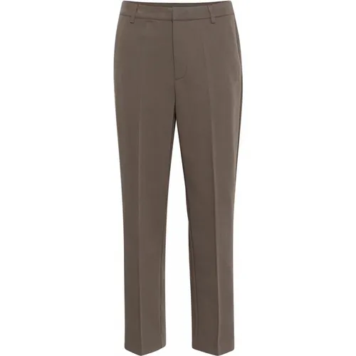 Hochtaillierte Straight-Leg-Reißverschluss-Hose Major , Damen, Größe: 2XL - Kaffe - Modalova