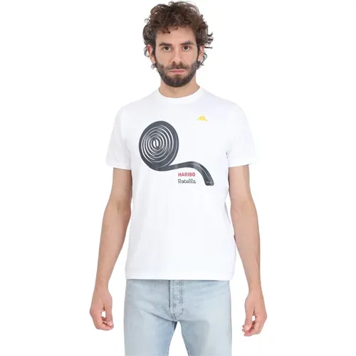 Weißes T-Shirt mit Logo-Druck , Herren, Größe: M - Kappa - Modalova