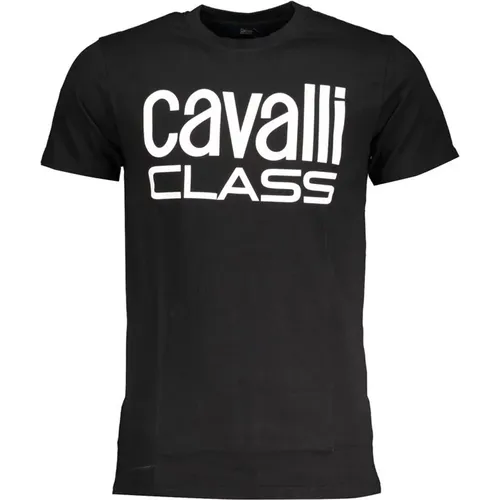 Schwarzes T-Shirt mit Print-Logo , Herren, Größe: 2XL - Cavalli Class - Modalova