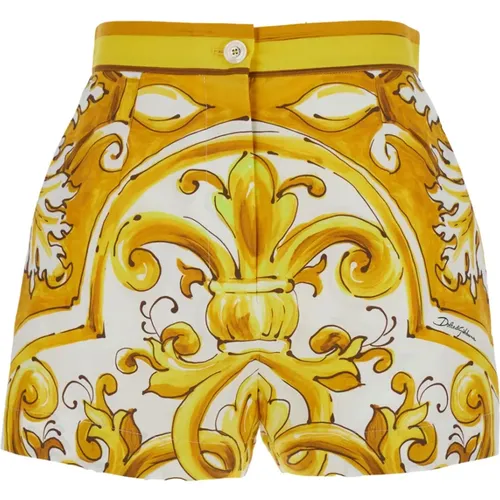 Maiolica Shorts , female, Sizes: S, 2XS, M, XS - Dolce & Gabbana - Modalova