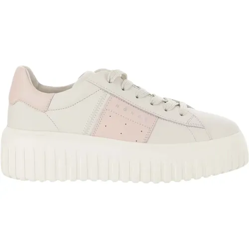 Leder Sneakers Runde Zehen Schnürschuhe , Damen, Größe: 38 EU - Hogan - Modalova