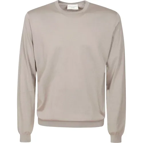 White Cotton Crew-Neck Sweater , male, Sizes: L - Filippo De Laurentiis - Modalova