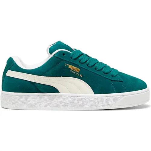 Grüne Wildleder-Sneakers mit Lederdetails , Herren, Größe: 44 EU - Puma - Modalova